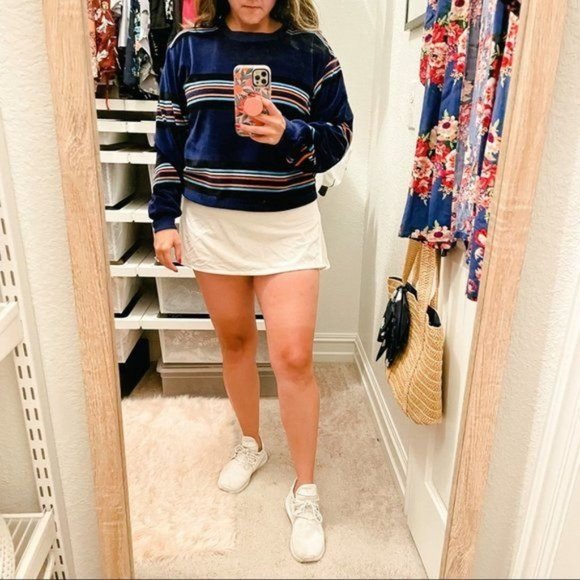 Urban Outfitters Sweaters - Urban Outfitters Women's Blue Velvet Striped Crew Neck Size Small